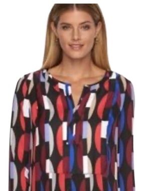 Dana Buchman Geometric Hi-Lo Blouse